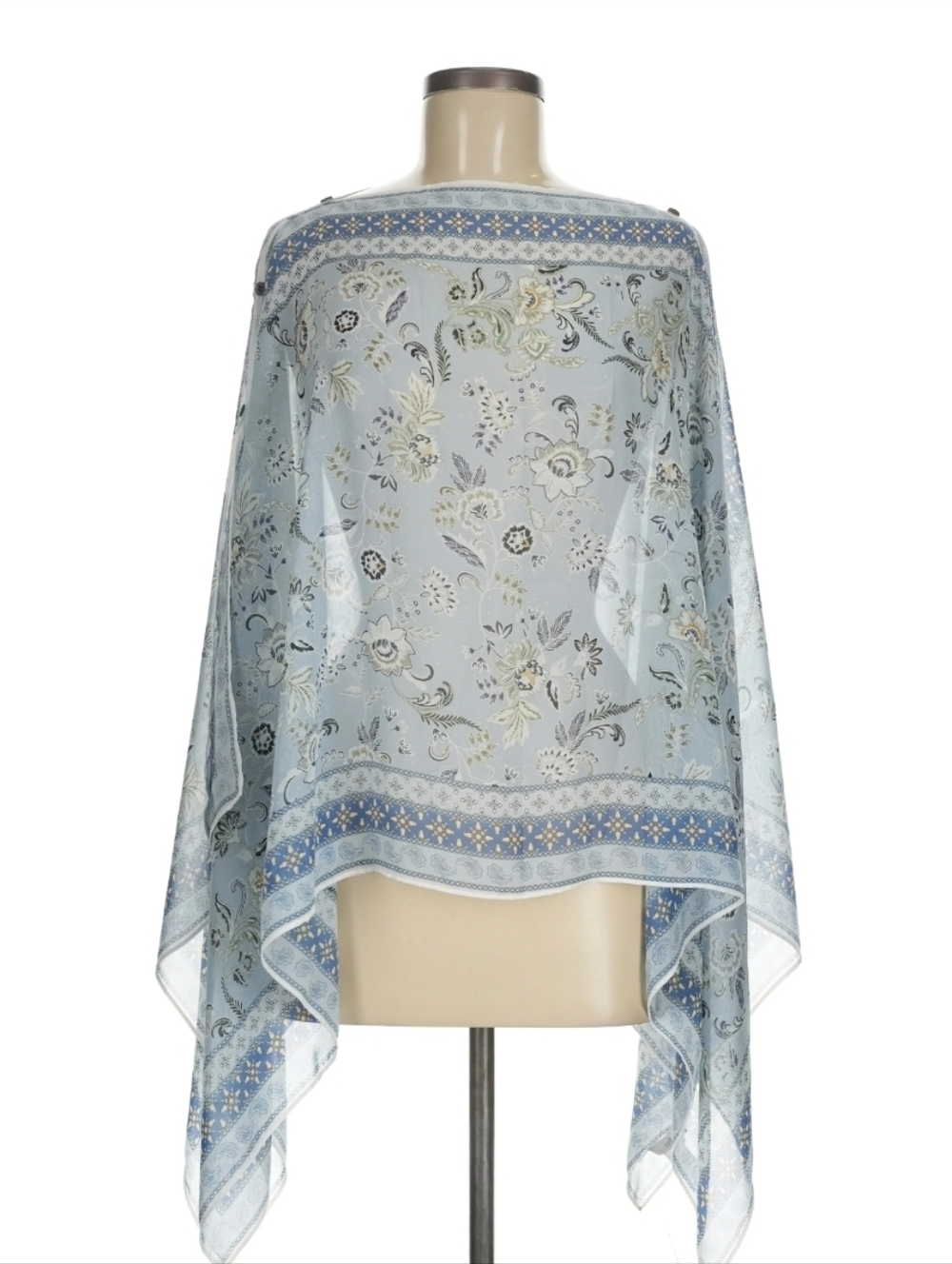 J. Jill Pale Blue Floral Sheer Wrap Kimono. Gorgeous!! NWT - Picture 2 of 9